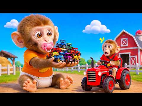 El hermano Mono Conduce un Tractor para encontrar Bebé Mono Gigante | Canciones Infantiles