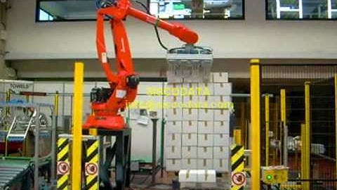BOX PALLET HANDLING up to 2400 mm Pallettizzatore robot con sort scatole