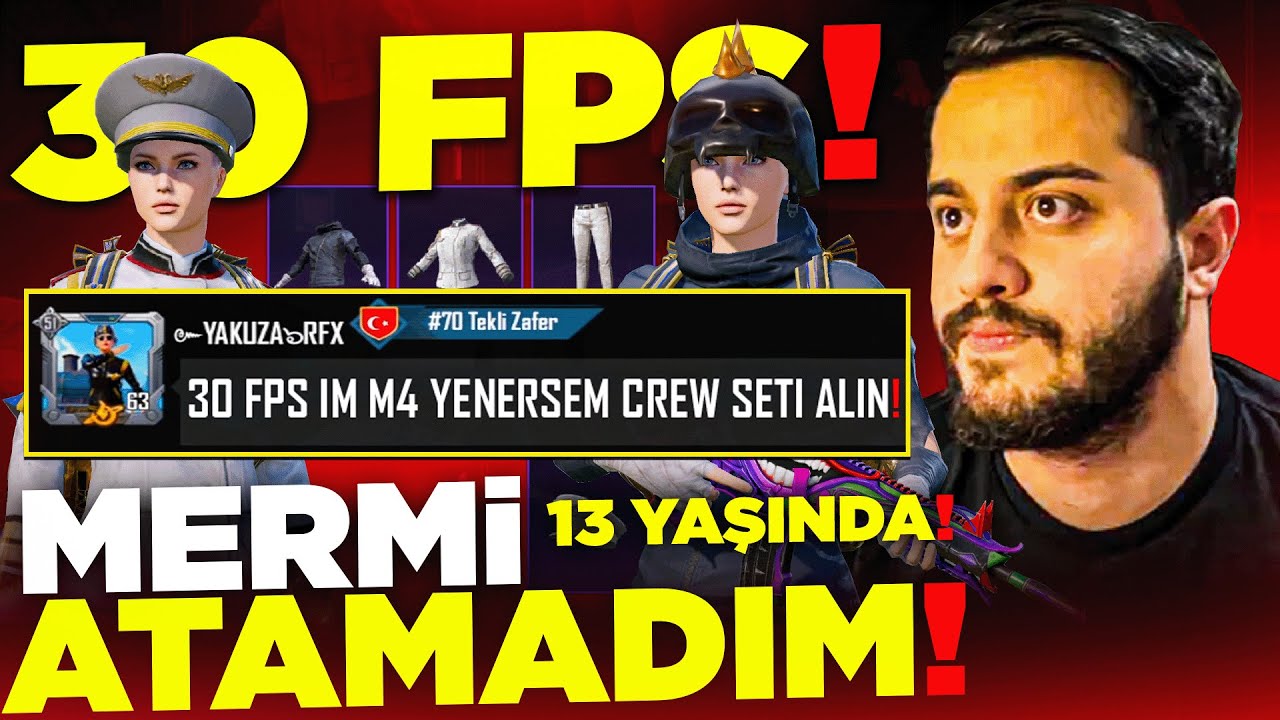 YENİLİRSEM CREW ve KOMUTAN SETİ ALIYORUM! 13 YAŞINDA MERMİ ATTIRMADI! PUBG Mobile