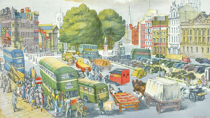 "Town Centre" by Phyllis Ginger part of the School Prints series