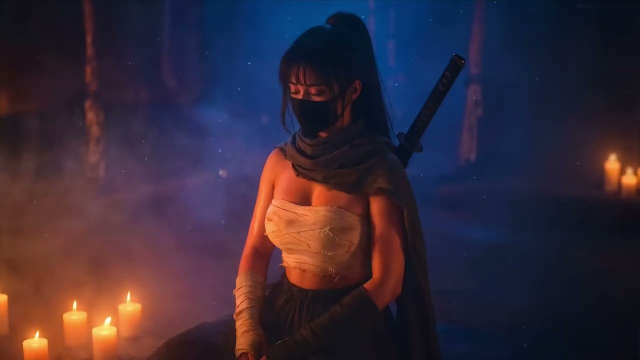 Kunoichi Meditation Dark Fantasy 4K Live Wallpaper