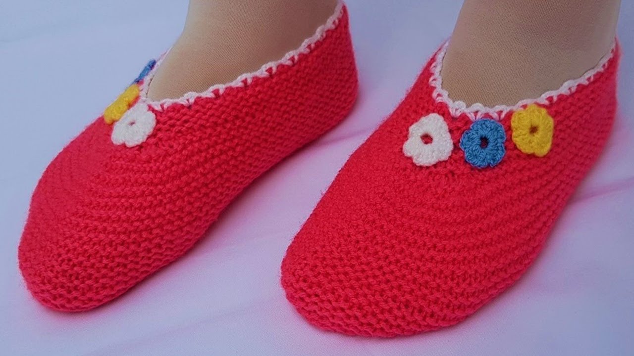 Pantuflas Tejidas con Dos Agujas Modelo Fácil ღ Handmade