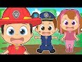 CINCO BEBES con el bebé policia y sus amigos 🎶 Canciones educativas infantiles