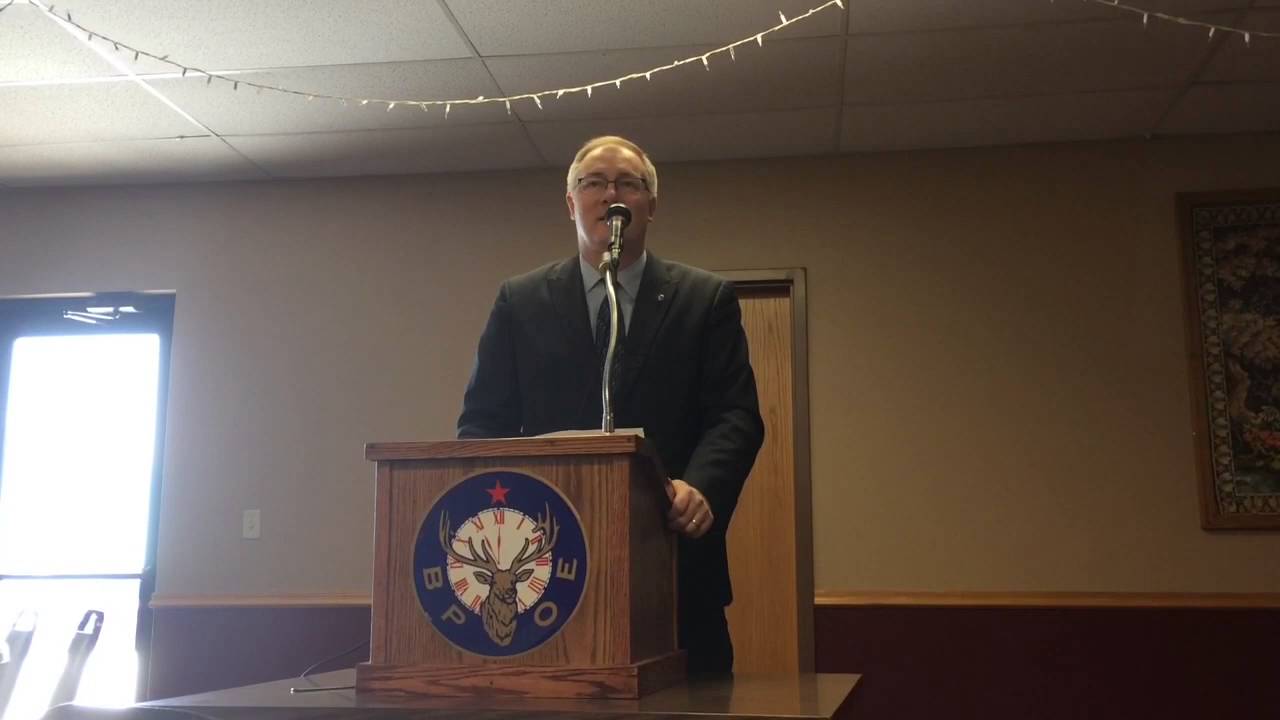 Mount Marty College president Marc Long at Yankton QB Club 1/13/16 ...