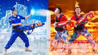 HOT and COLD NERF Competition Nerf Guns Fight | Battle Nerf War