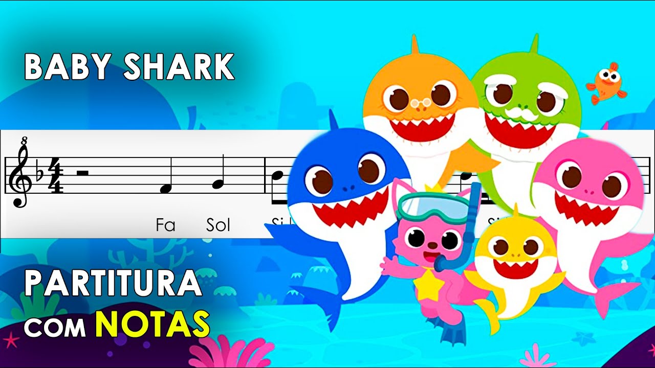 Baby shark partitura com notas para flauta doce violino youtube
