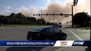 Brush fire breaks out along Donald Ross Road