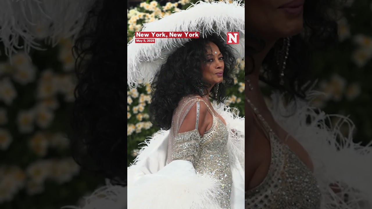 Diana Ross Wears Family-Inspired White Crystal-Embellished Gown At Met Gala  - YouTube