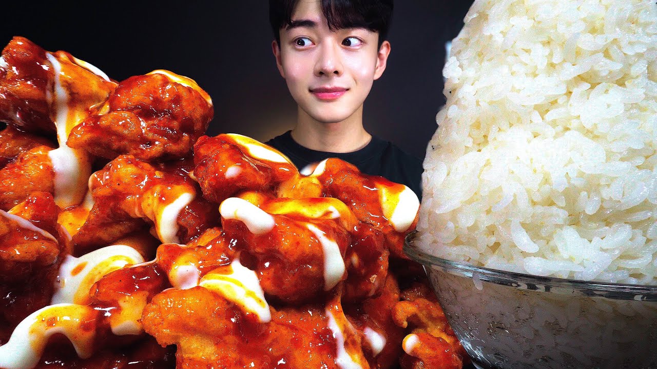 ASMR MUKBANG D-26 치밥은 못참지~ 처갓집 슈프림양념치킨 먹방/SPICY FRIED CHIKEN Mukbang ไก่ทอด チキン gà rán ayam goreng
