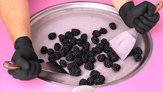 ASMR - Blackberry Ice Cream Rolls | how to make fresh Blackberries to rolled fried Berry Ice Cream