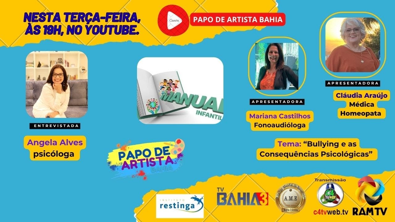 TITULO: #213 - PROGRAMA Manual Infantil. Com  Angela Alves – BY   Cláudia Araújo Mariana Castilhos