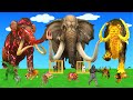 20頭のマンモス・ゾウ・ウシ・ゴリラ vs 10体の巨大トラ・ライオンの襲撃！ウーリーマンモスがゾウの赤ちゃんを救出！