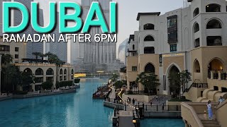 6pm Dubai UAE Walkthrough: Explore DUBAI MALL, Souk Al Bahar & Bus Ride to DSO (4.4.24: 4KUHD)