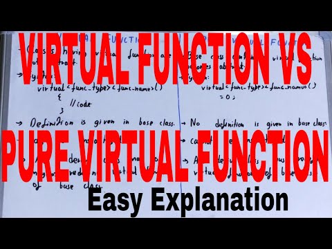 Video: Kakšna je razlika med virtualno funkcijo in čisto virtualno funkcijo v C++?
