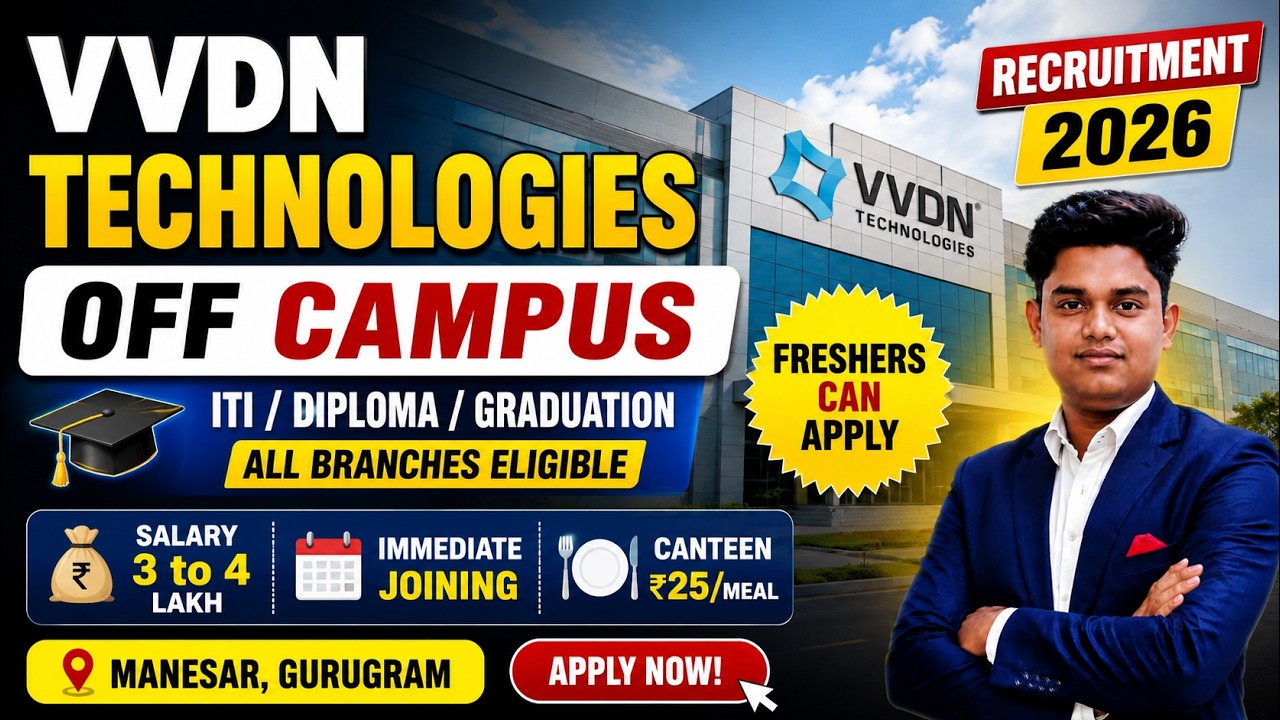 Diploma Fresher Hiring 2026 | VVDN Technologies Recruitment | ITI ...