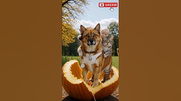 You want belive Goat 🐐 break pumpkin 🍊 and dog 🐕 & cat 🐈 out 😱 #shorts