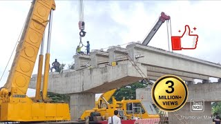 Girder Launching,#Bridge Construction girder Launching, Flyover Construction.