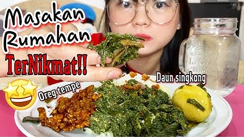 DAUN SINGKONG + TEMPE OREG MASAKAN RUMAHAN TERNIKMAT🤤|MUKBANG INDONESIA- JENNYYEN
