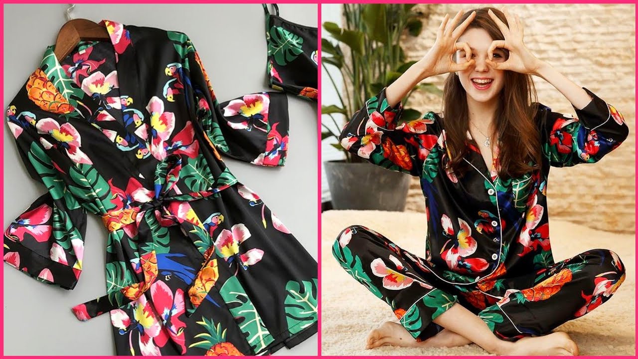 silk night suits for ladies