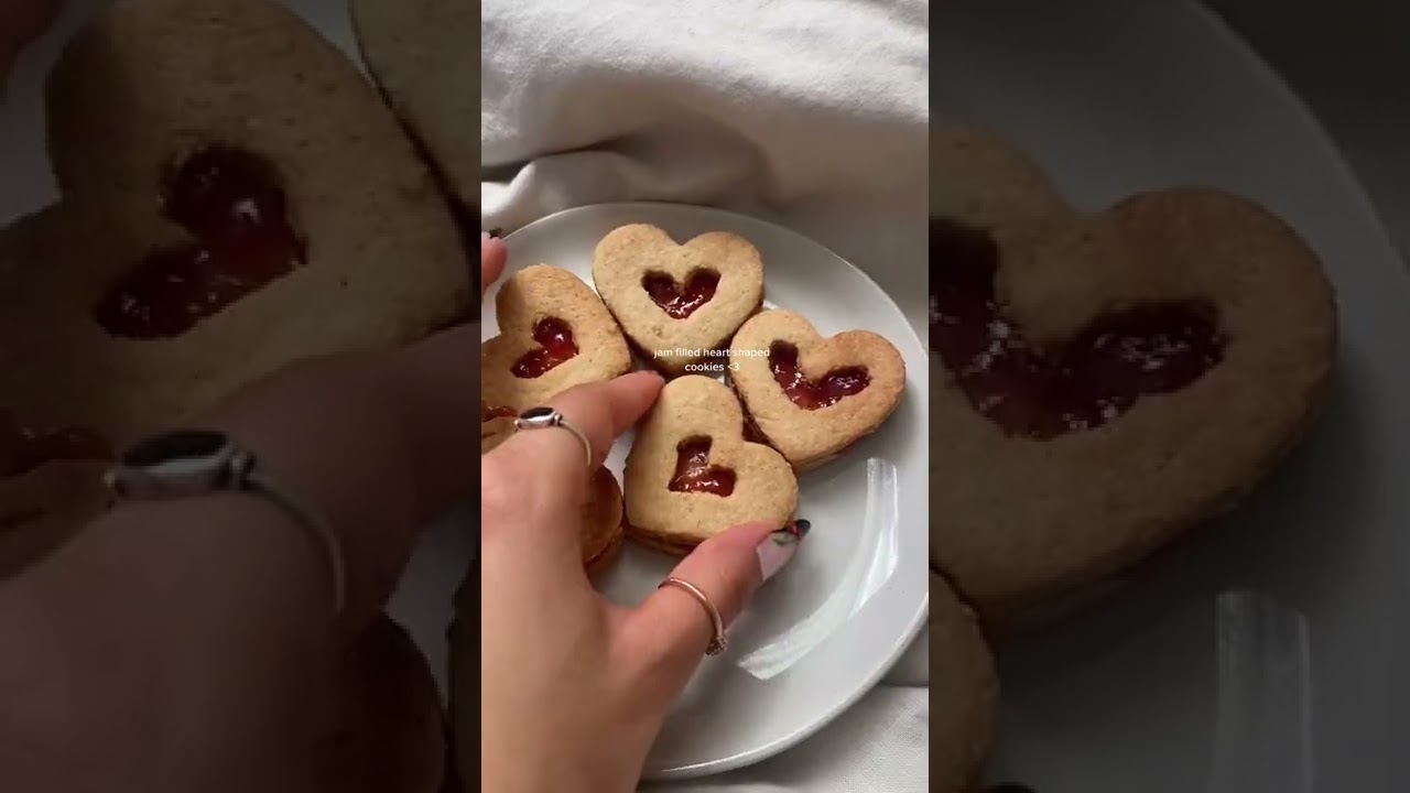 Jam Filled Heart Shaped Cookies tiktok honeynutcherrios_