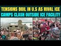 Anti-ICE Protesters CLASH With MAGA Supporters Outside Detention Facility In Newark, U.S