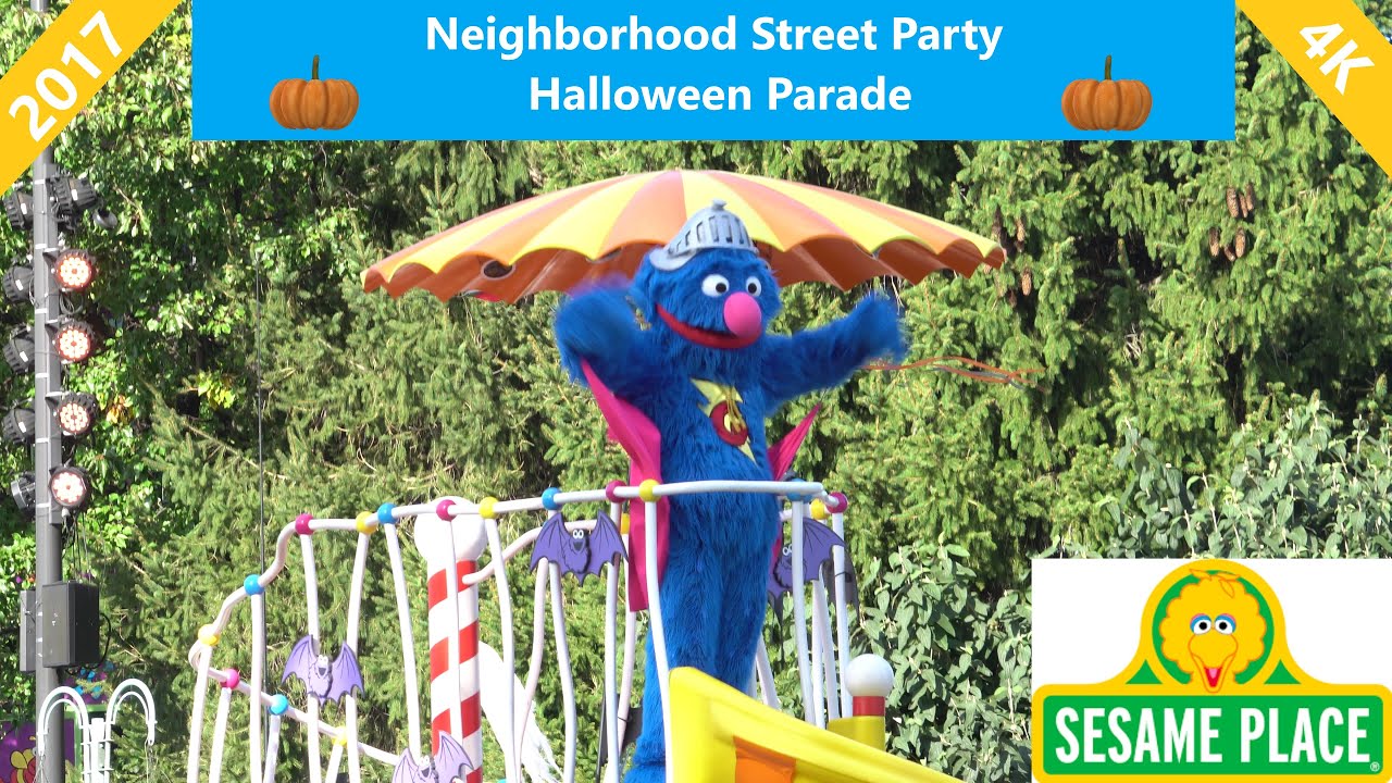 Vintage Neighborhood Street Party Halloween Parade in 4K @ Sesame Place ...