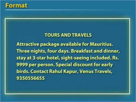classified advertisement class 11 tours and travels