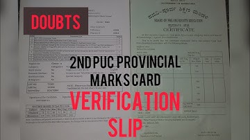 VERIFICATION SLIP & 2ND PUC PROVINCIAL MARKS CARD|DOCUMENTS VERIFICATION