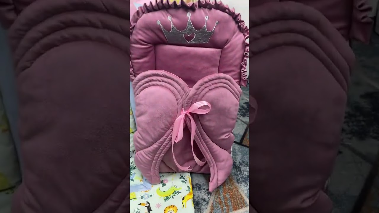 Luxury Baby Cot Bedding Set | Carry Nest Angel Wings, 8ft Braid & Cushions – Gultaaz