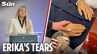 Charlie Kirk's widow speaks for first time as she weeps over his body in coffin