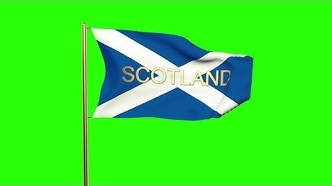 Scotland Flag With Title Waving In The Wind. Looping Sun Rises Style. Animation Stock Animation