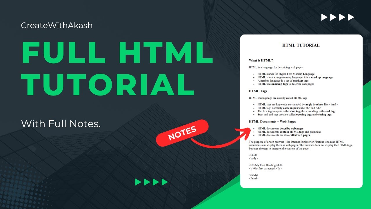 HTML Tutorial for Beginners | Complete HTML with Complete Notes - YouTube