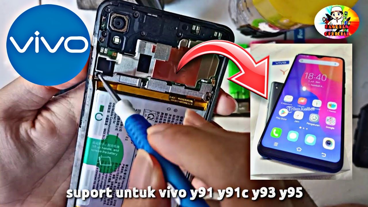 cara mudah mengganti baterai Vivo y91c y91 y93 y95 untuk pemula