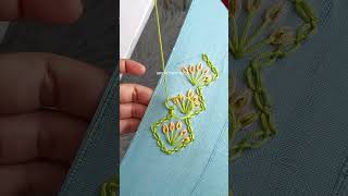 easy Border Stitch Tutorial || premium embroidery work #shortvideo #handembroidery #sewing