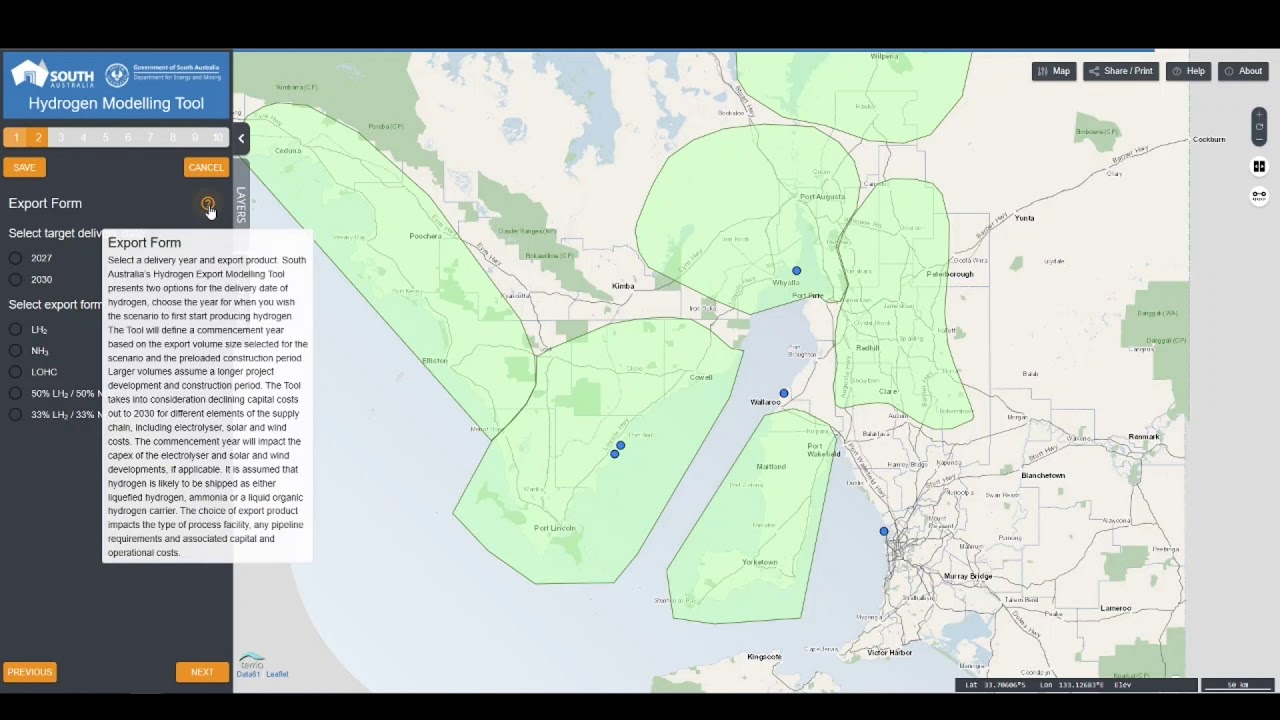 South Australia’s Hydrogen Export Modelling Tool: How to use
