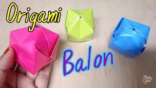 cara membuat origami balon