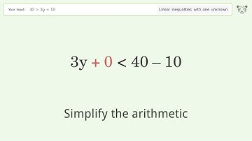 Solving Linear Inequalities: 40 is Greater Than 3y+10