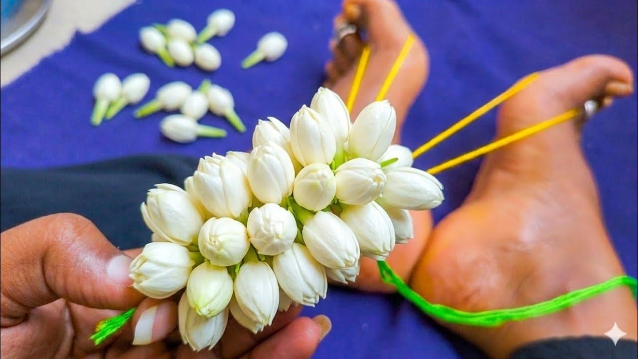 Very very easy to tie Bondu Malle Poolu  using with TWO LEGS ‎⁨@kspPower⁩   //how to make veni