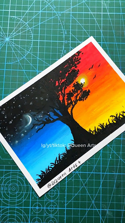 How to draw SUNSET and NIGHT using Oil pastels SIMPLE 🌃🌇 #art #drawing #drawingtutorial #howtodraw