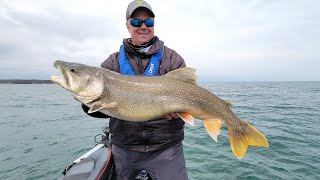 GIANT Ice Out Lake Trout - In Depth Outdoors TV S16 E23