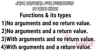 #15 Function & it's types Java tutorial for beginners in Urdu/Hindi