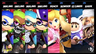 Inkling and Inkling and Inkling and Inkling VS Peach and Bowser and Ice Climbers and Sheik Ultimate