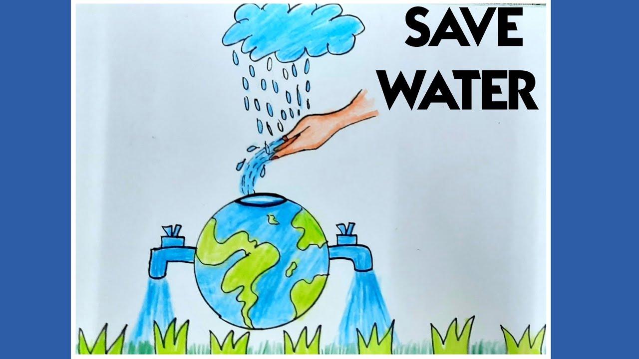 Drawing Save Water Slogan Vector Illustration PNG Images | AI Free Download  - Pikbest