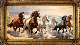 TV FRAMED HORSES RUNNING ON THE BEACH 3 HOURS / TV ÇERÇEVE SAHİLDE KOŞAN ATLAR 3 SAAT