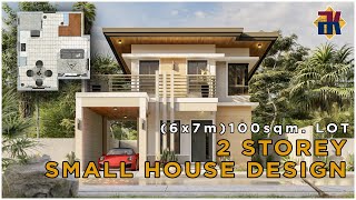 SMALL HOUSE DESIGN | (6x7 meters) | 100 sqm Lot | 2 Storey | OFW House