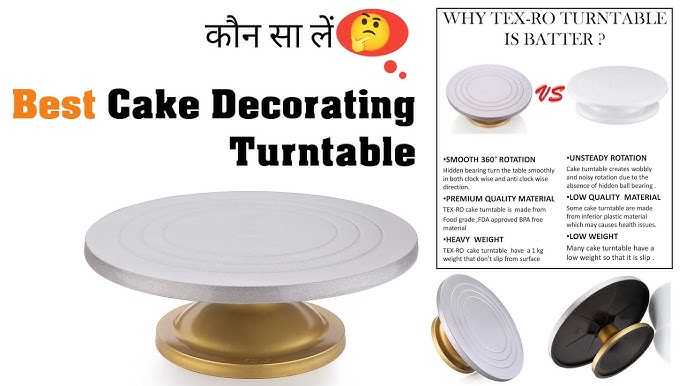 Turn Table beginners guide for cake decoration. Review of plastic, steel,  fibre & homemade Turntable 