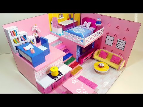 DIY Cardboard House #10❤ | Minyatür Karton Ev #10❤ |  Banyo, Mutfak, Yatak Odası ,Yaşam Alanı