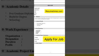 Simple Resume Format For Job #resume #cv