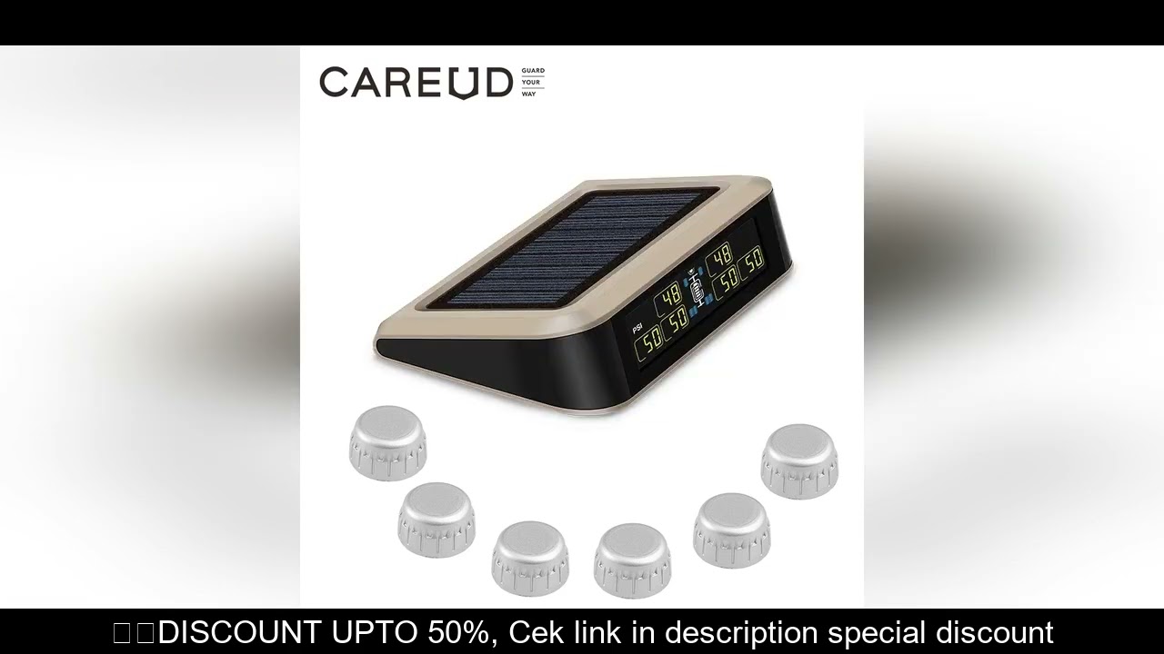 CAREUD Solar Bus RV Truck TPMS Wireless Tire Pressure Monitoring System With 6 External/Internal Sen