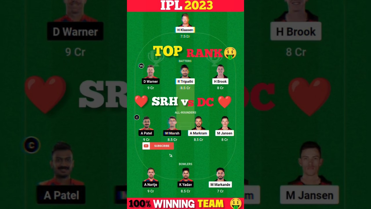 SRH vs DC Dream11 prediction || srh vs DC dream11 | dc vs srh today match 